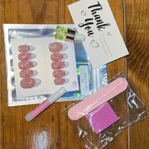 Pink and White Press-On Nails Set